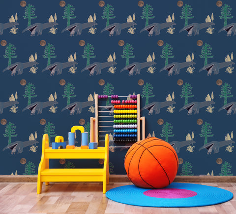 Anteater Wallpaper in children's bedroom