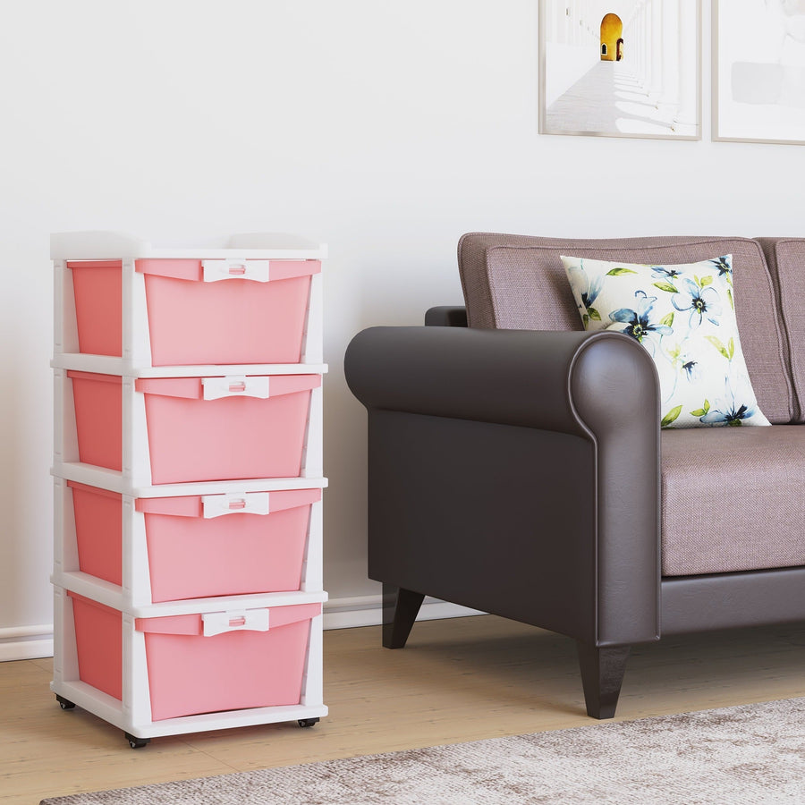 Nilkamal CHTR24 Four Layers Chest of Drawer (Pink/Cream)