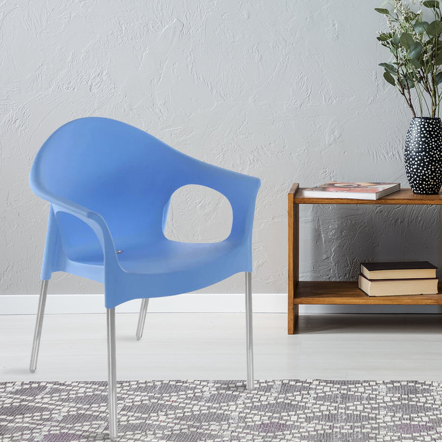 Nilkamal Novella 09 Stainless Steel Chair (Blue)