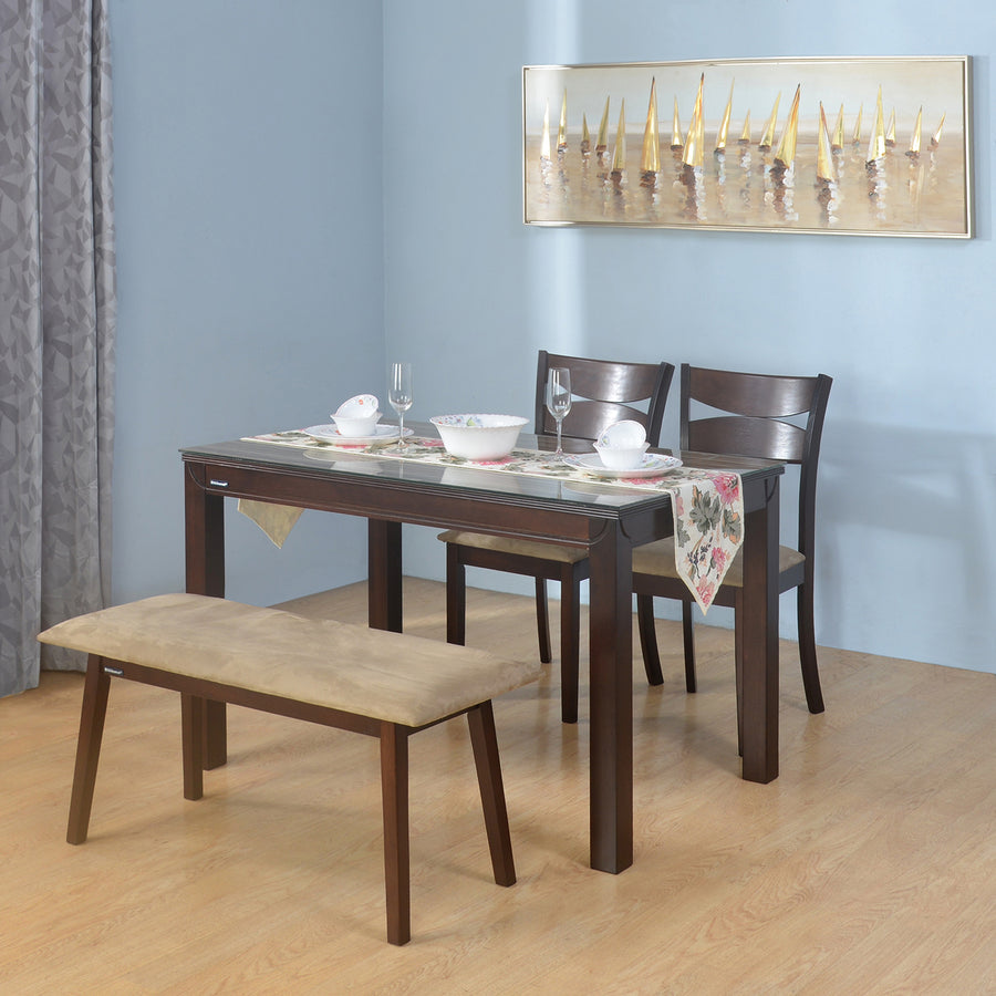 Nilkamal Quentin 4 Seater Dining Set with Bench (Mocha)