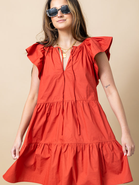 Charlotte Flutter Sleeve Tiered Dress