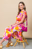 KARLIE Floral Satin Multi Drao Maxi