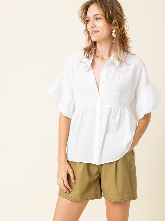 The Minimalist Textured Babydoll Blouse