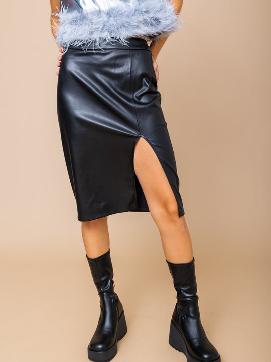 Sanctuary Leather Like Slit Skirt