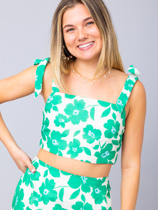 The June Bloom Tie Strap Crop Top