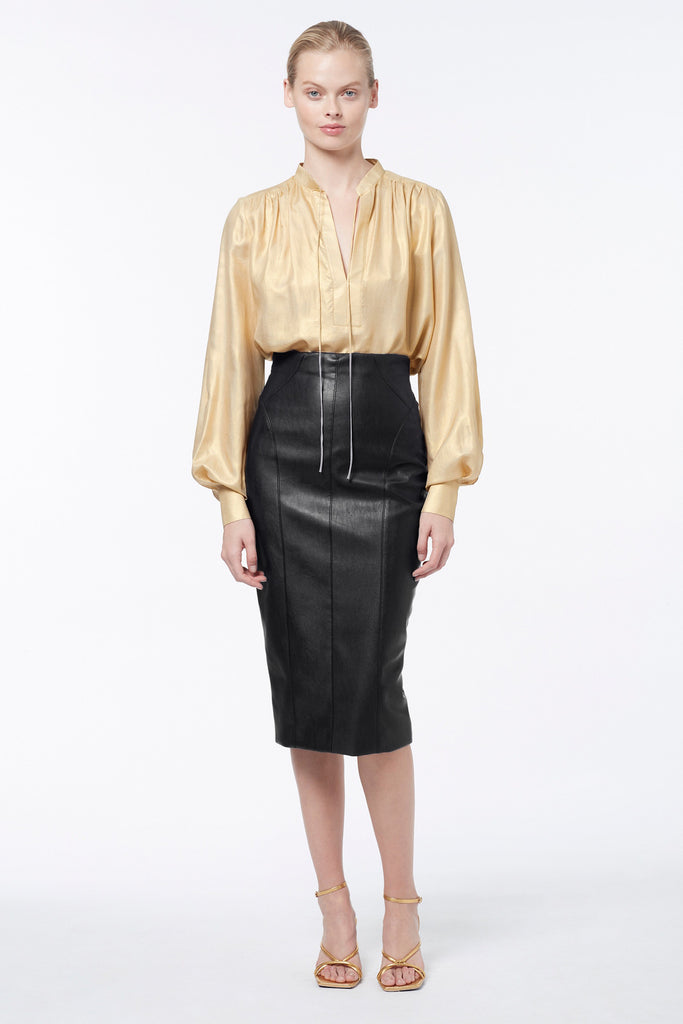 gold skirt with bow