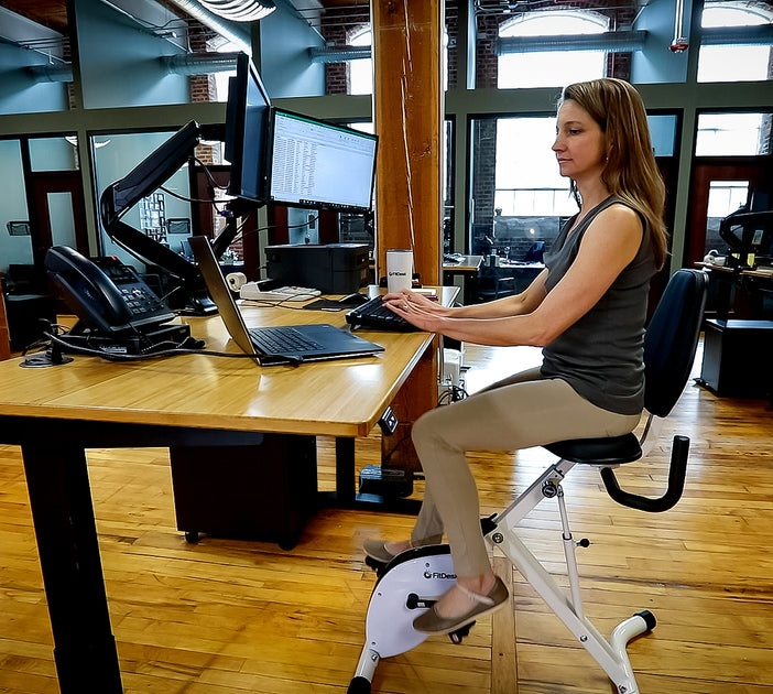 standing desk with bike