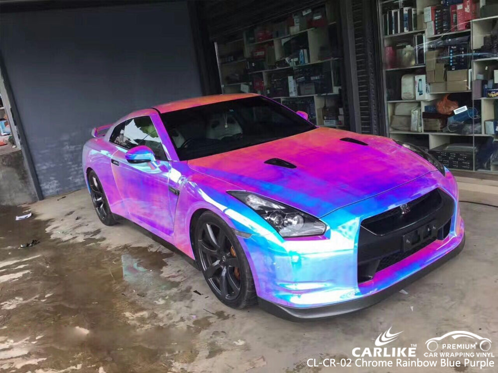 CARLIKE CL-CR-02 CHROME RAINBOW BLUE PURPLE VINYL