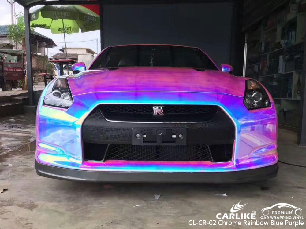 CARLIKE CL-CR-02 CHROME RAINBOW BLUE PURPLE VINYL