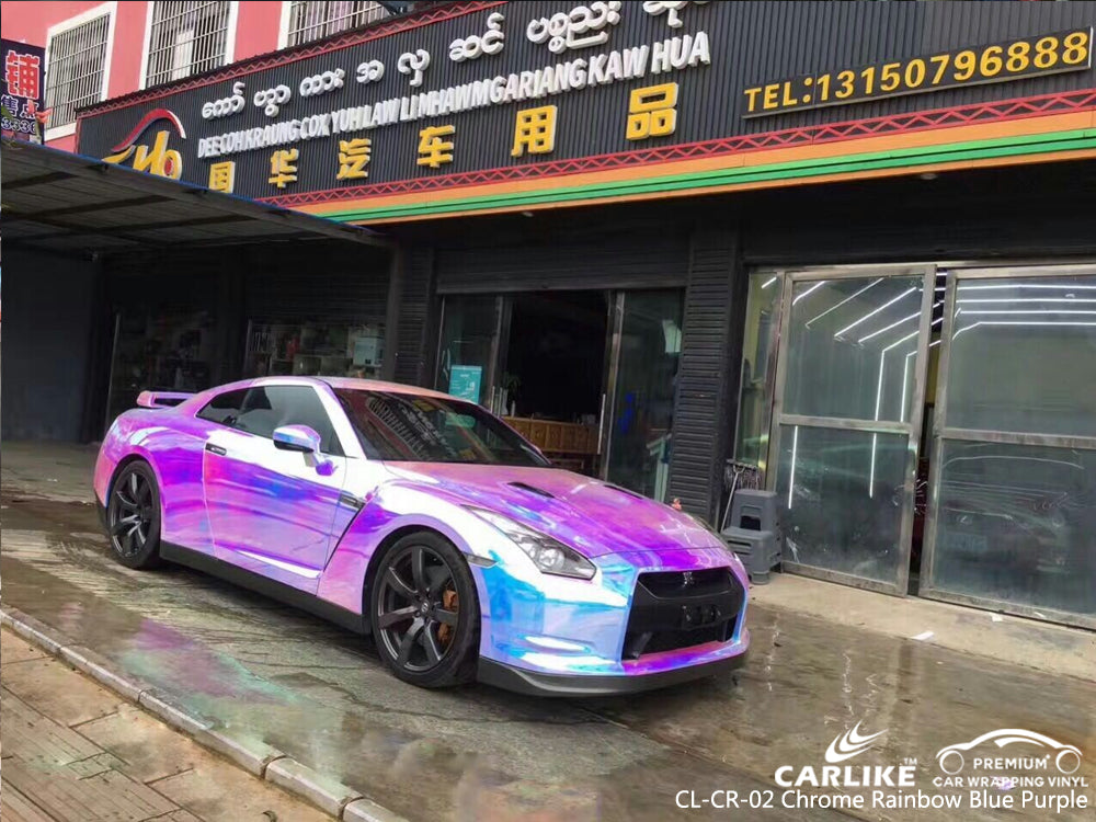 CARLIKE CL-CR-02 CHROME RAINBOW BLUE PURPLE VINYL