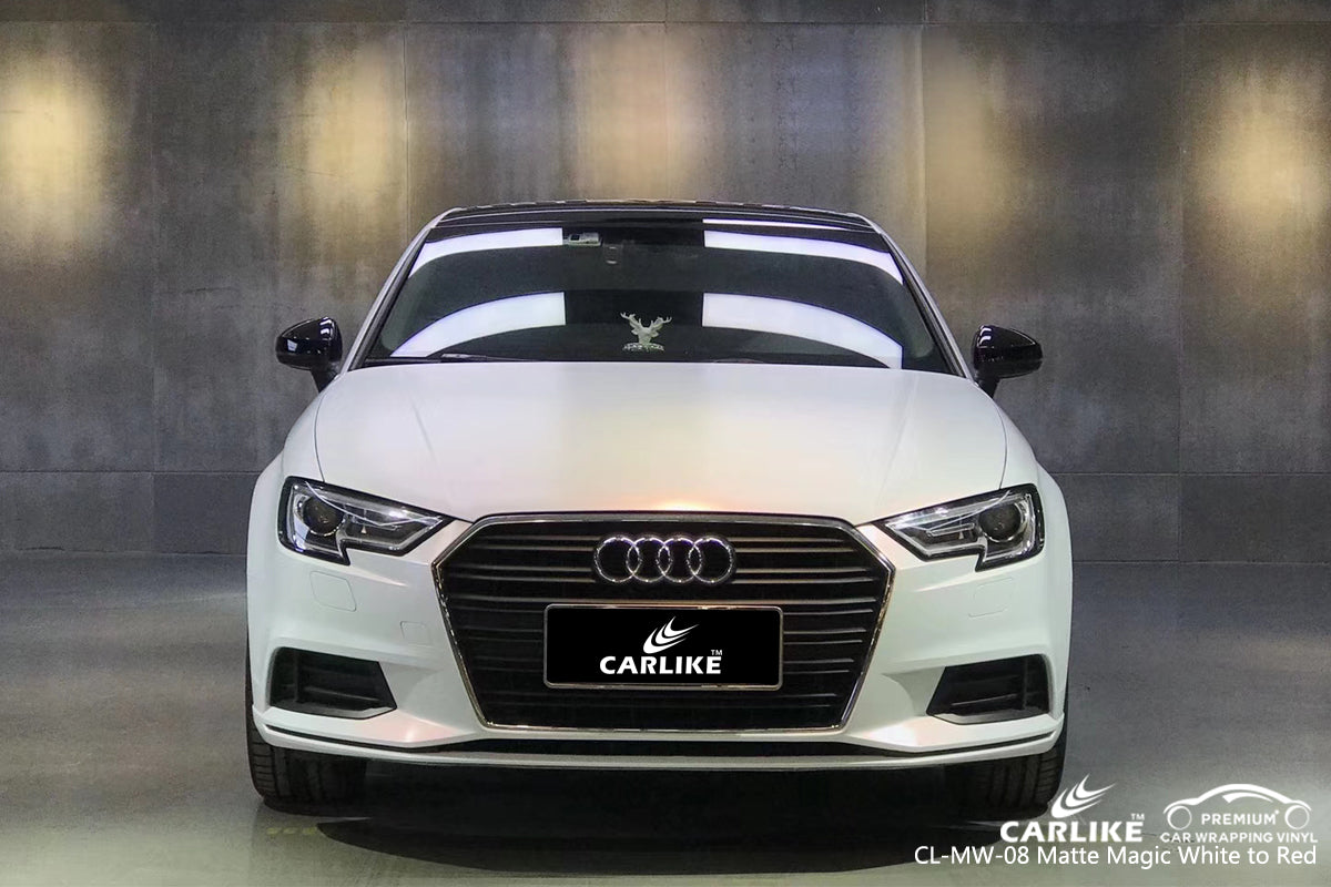 CARLIKE CL-MW-08 MAGIC CHAMELEON MATTE WHITE TO RED VINYL WRAP AUDI