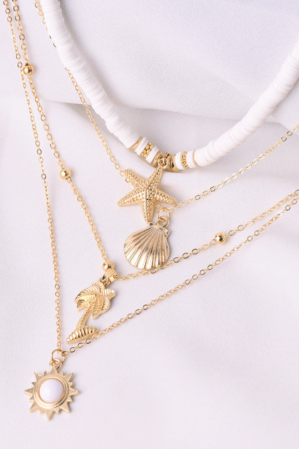 Star Shell Layered Charm Necklace