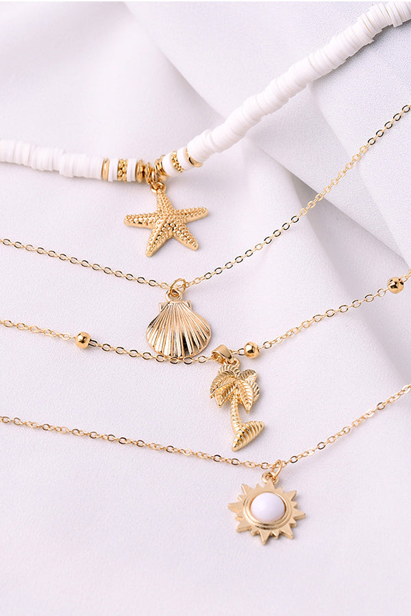 Star Shell Layered Charm Necklace