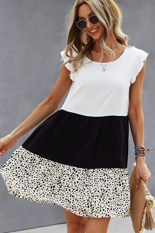 Fashion Print Color Block Casual Dress