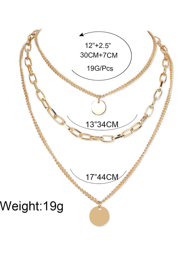 Fashion Circle Layered Charm Necklace