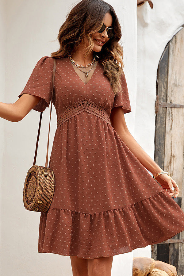 V Neck Short Sleeve Casual Dress