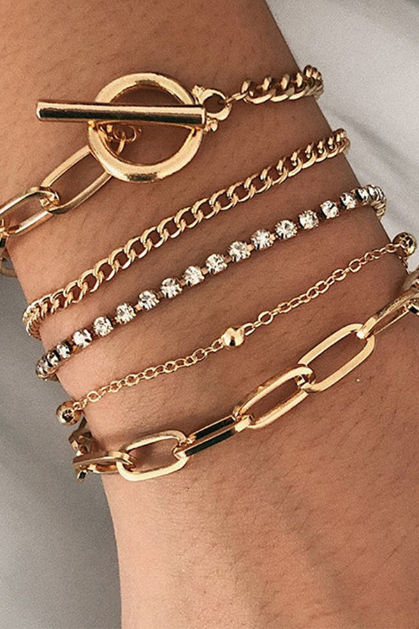 5PCS Fashion Geometry Charm Bracelet