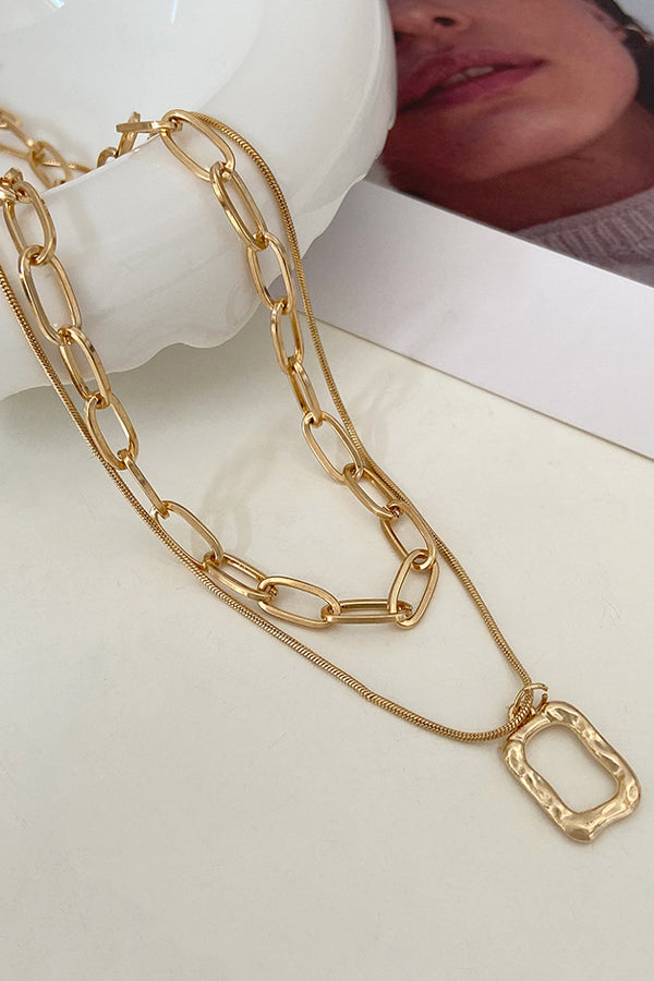 Double Cutout Square Necklace