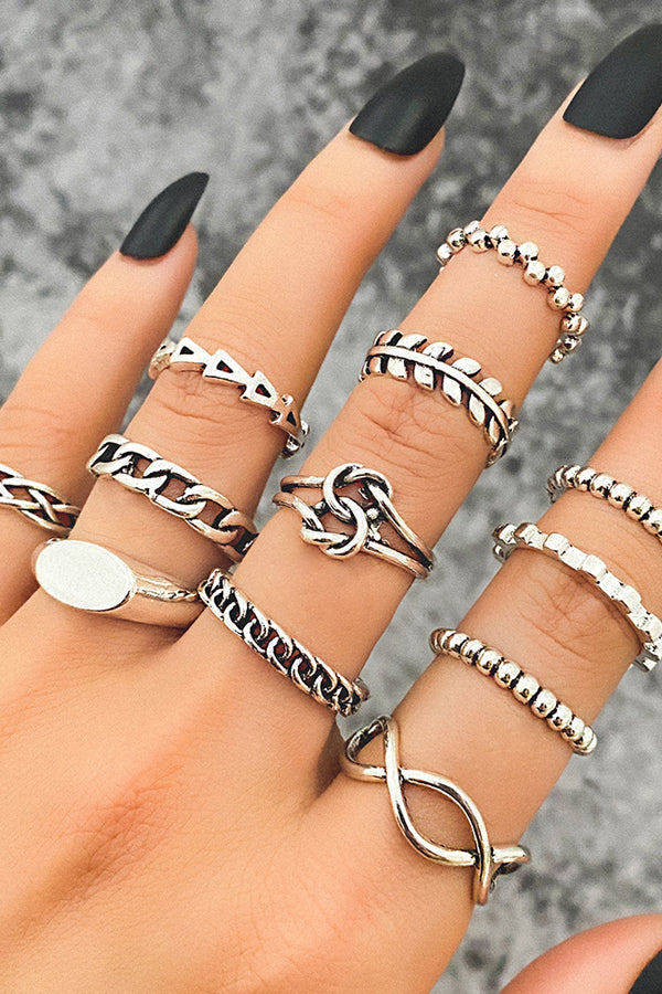 Multi-layer Bead Chain Ring 12pcs