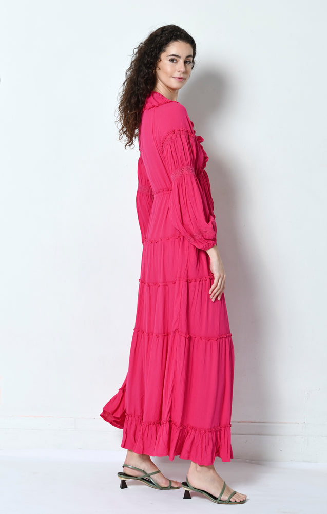 Folk Song Gown - FUCHSIA