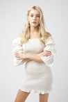 Harlow Mini Shirred Dress - WHITE