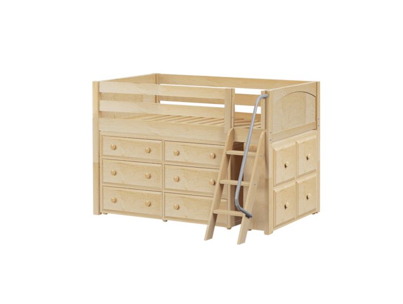 Twin Low Loft Bed With Angled Ladder Dresser Cube Unit