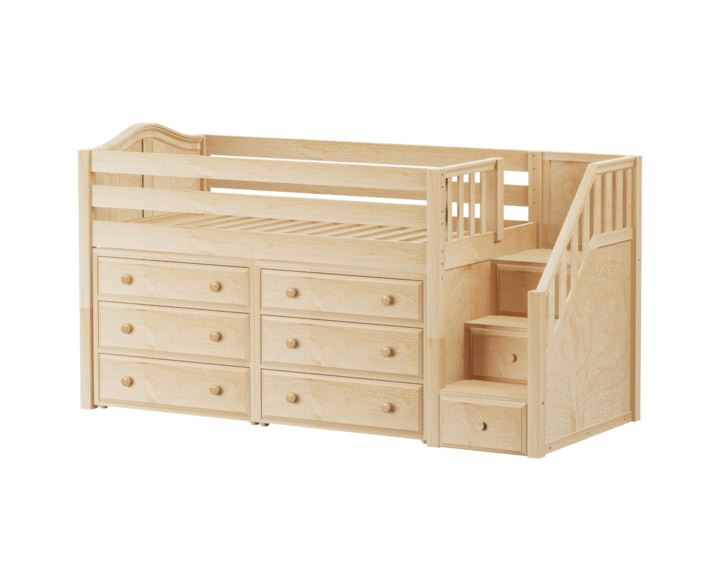 low loft bed with drawers