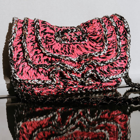 Small Ruffle Tulip Bag in Fuchsia Pink