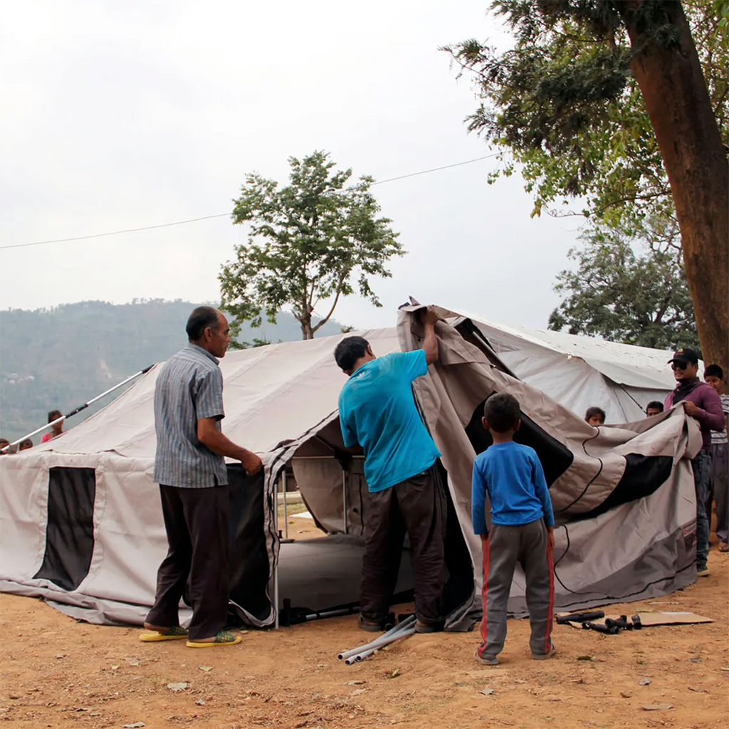 Bhimtar community assembles Barebones shelter