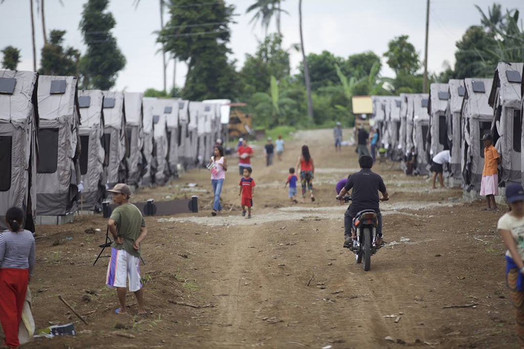 Barebones Shelters line a community in the Philippines