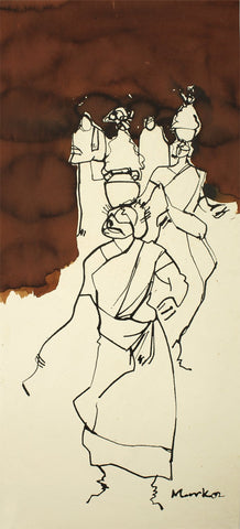 Women VI|S. Mark Rathinaraj- Pen and Ink on Paper, , 21 x 27 inches