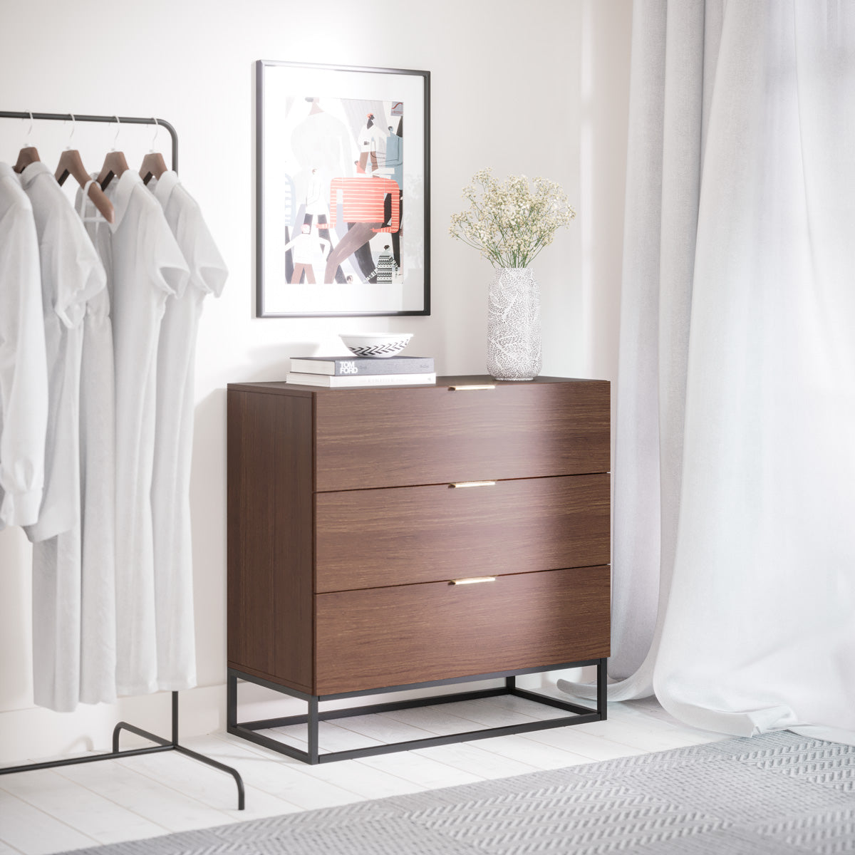 Darcy Three Drawer Bedroom Chest and Bedside Tables Package
