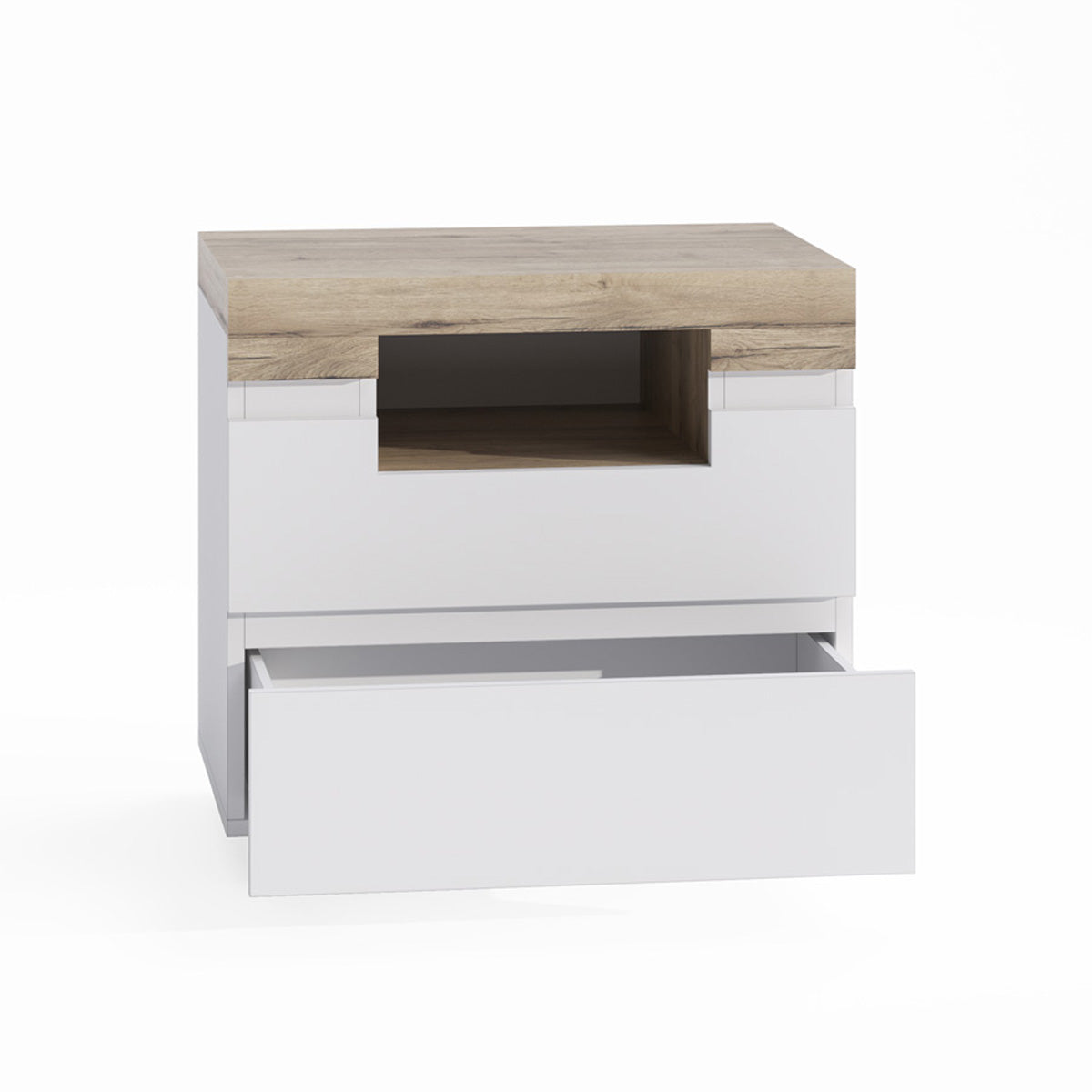 Charcoal Webster Gas Lift Storage Bed Frame with Coogee Bedside Tables Package