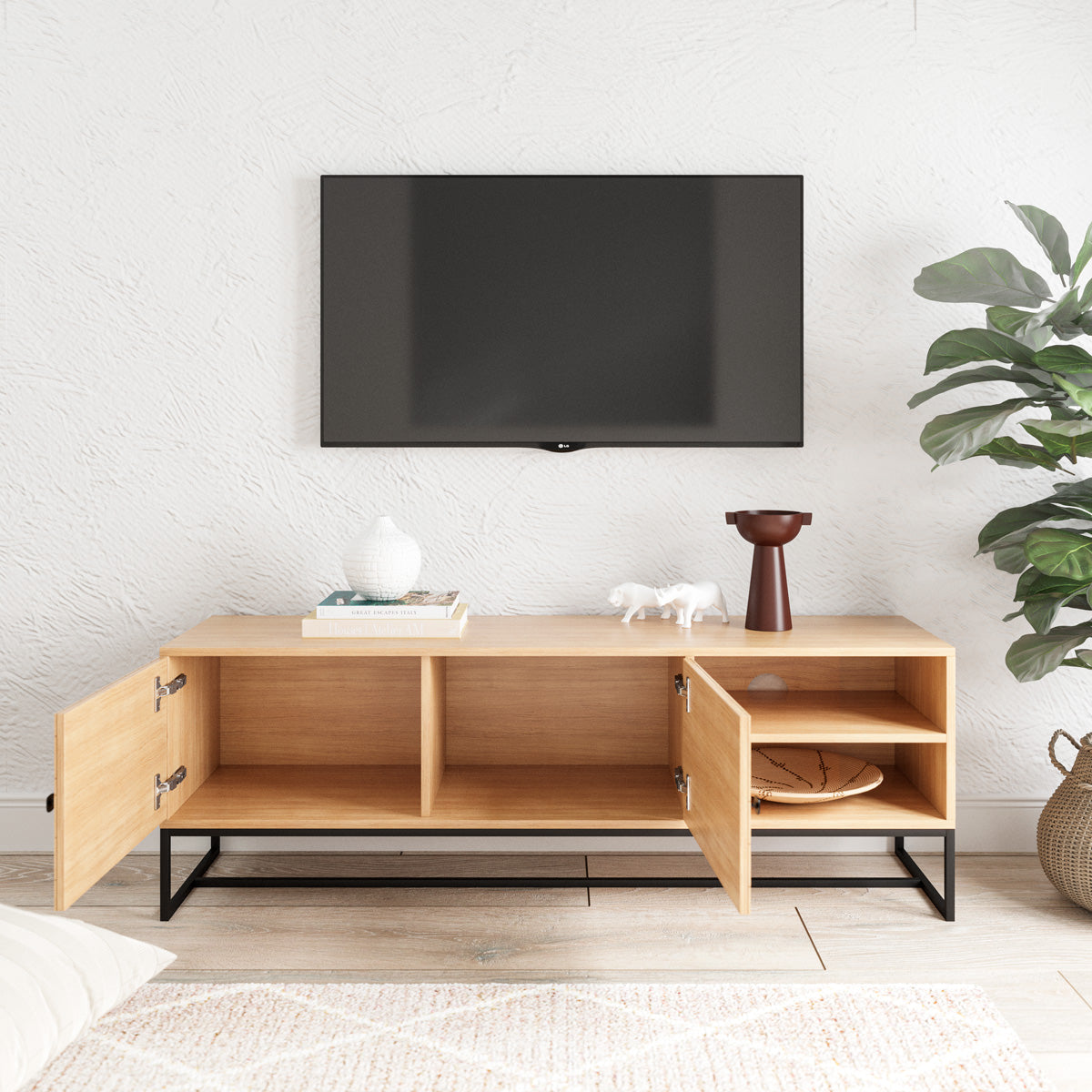 Wooden TV Cabinet Entertainment Unit (140cm Carve Collection)