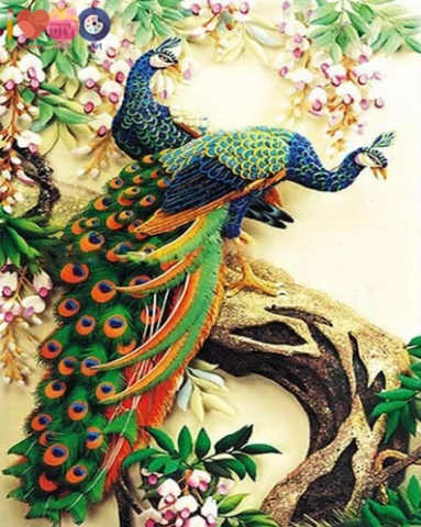Painting by numbers peacock