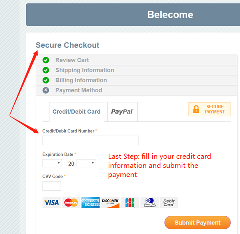 How to pay by credit card online - last step 