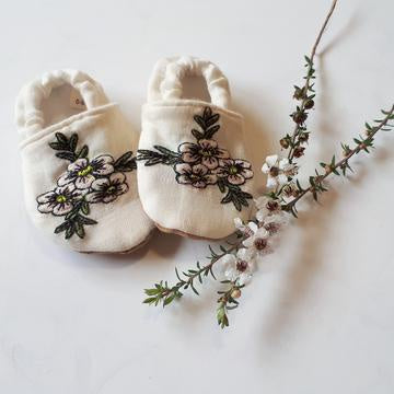 Organic Slip On Embroidered Shoes - Manuka