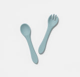 Silicone Fork & Spoon Set - Rain