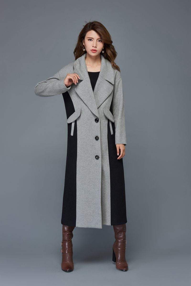 maxi black coat womens