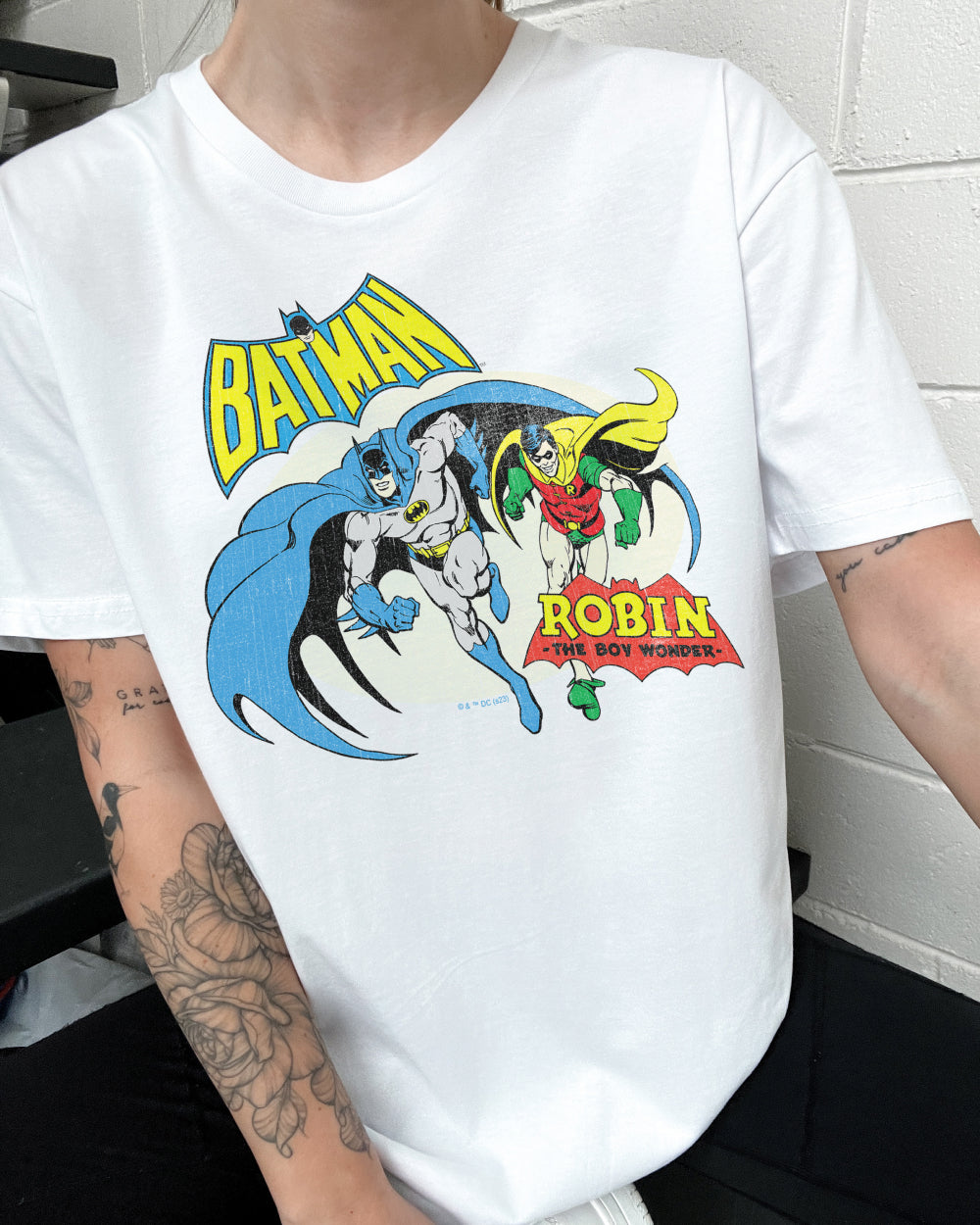 Batman and Robin The Boy Wonder T-Shirt Australia Online #colour_white