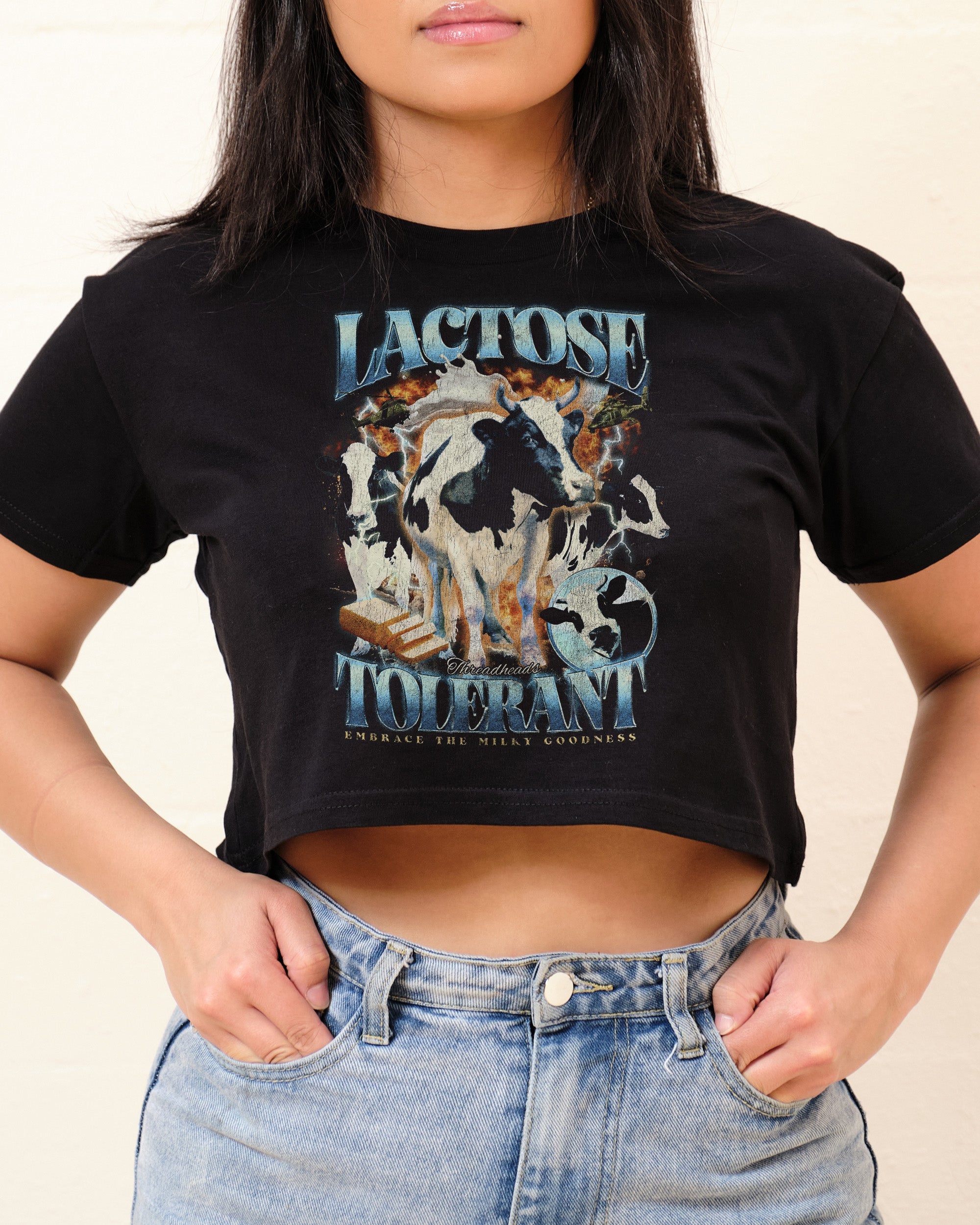 Lactose Tolerant Crop Tee Australia Online Black