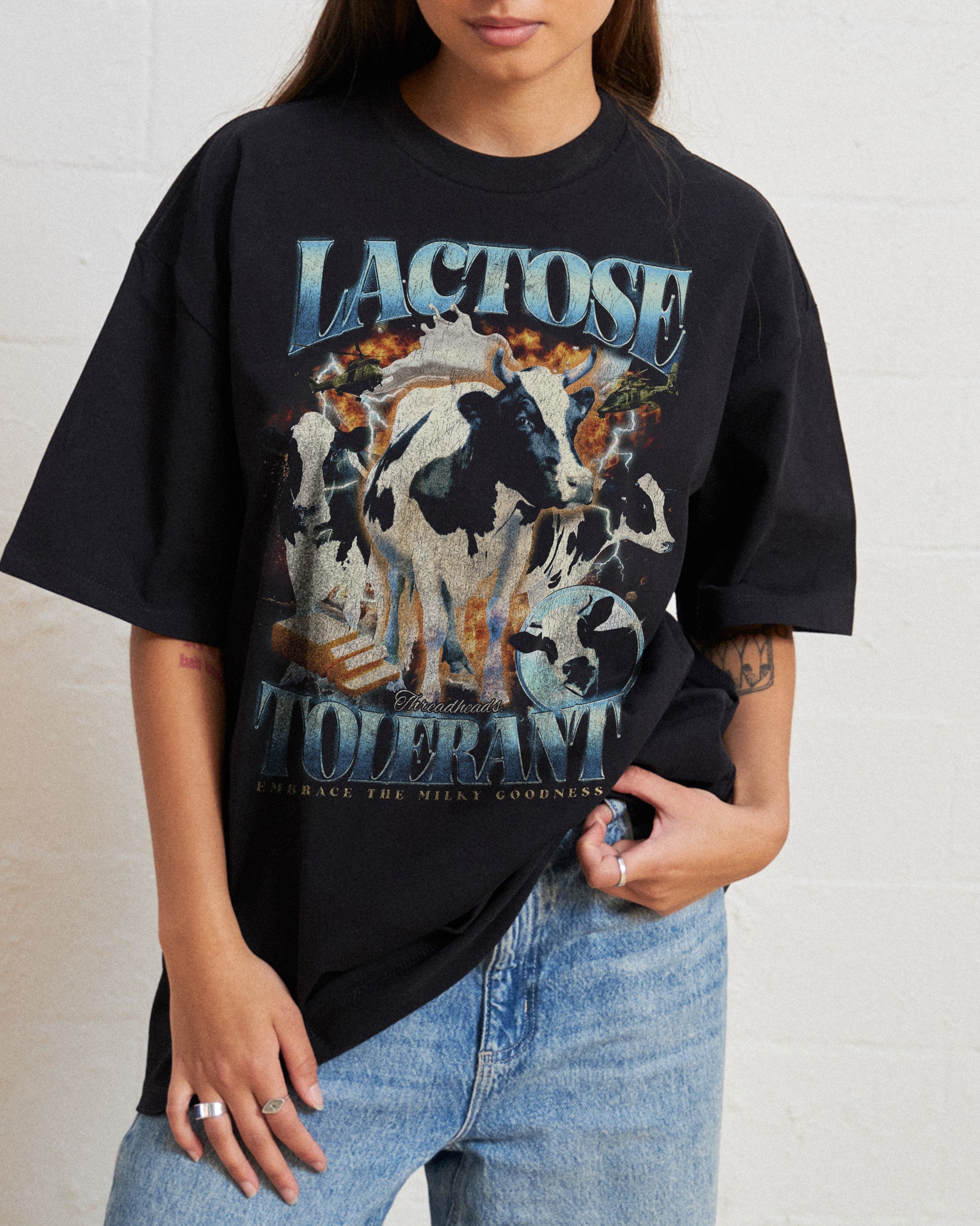 Lactose Tolerant Oversized Tee Australia Online Black