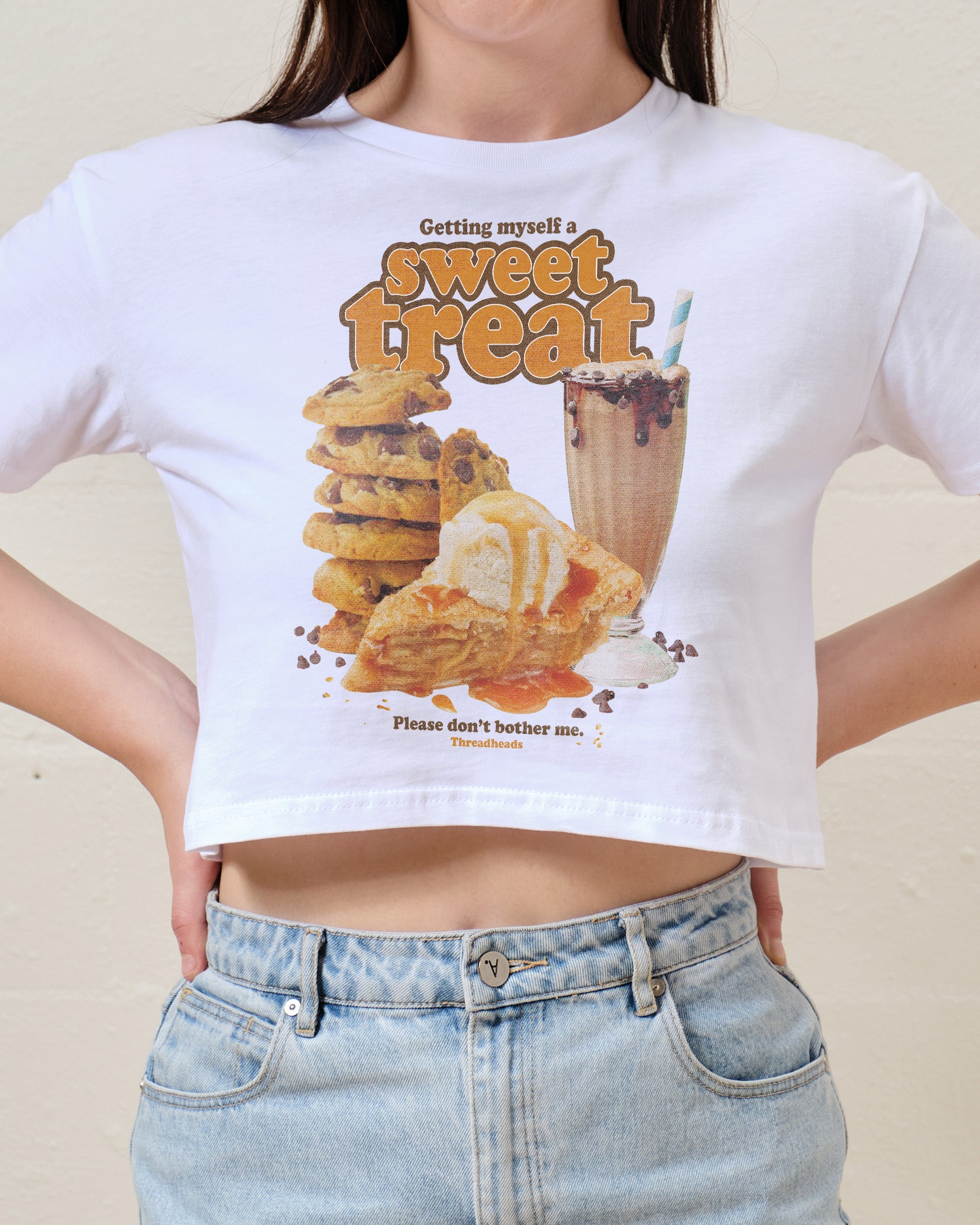 Getting Myself a Treat Crop Tee Australia Online White