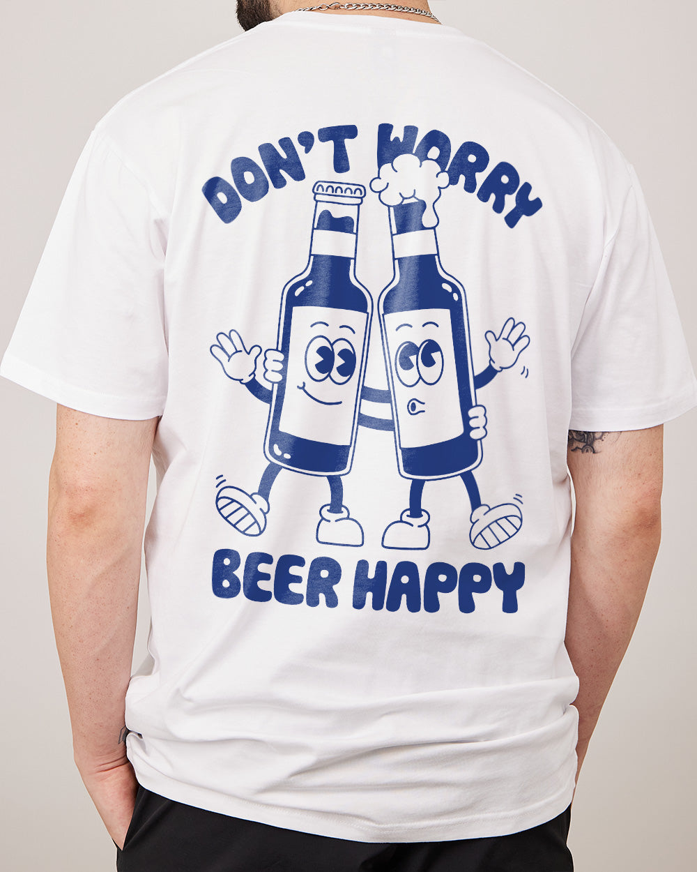 Don't Worry, Beer Happy T-Shirt Australia Online #colour_white