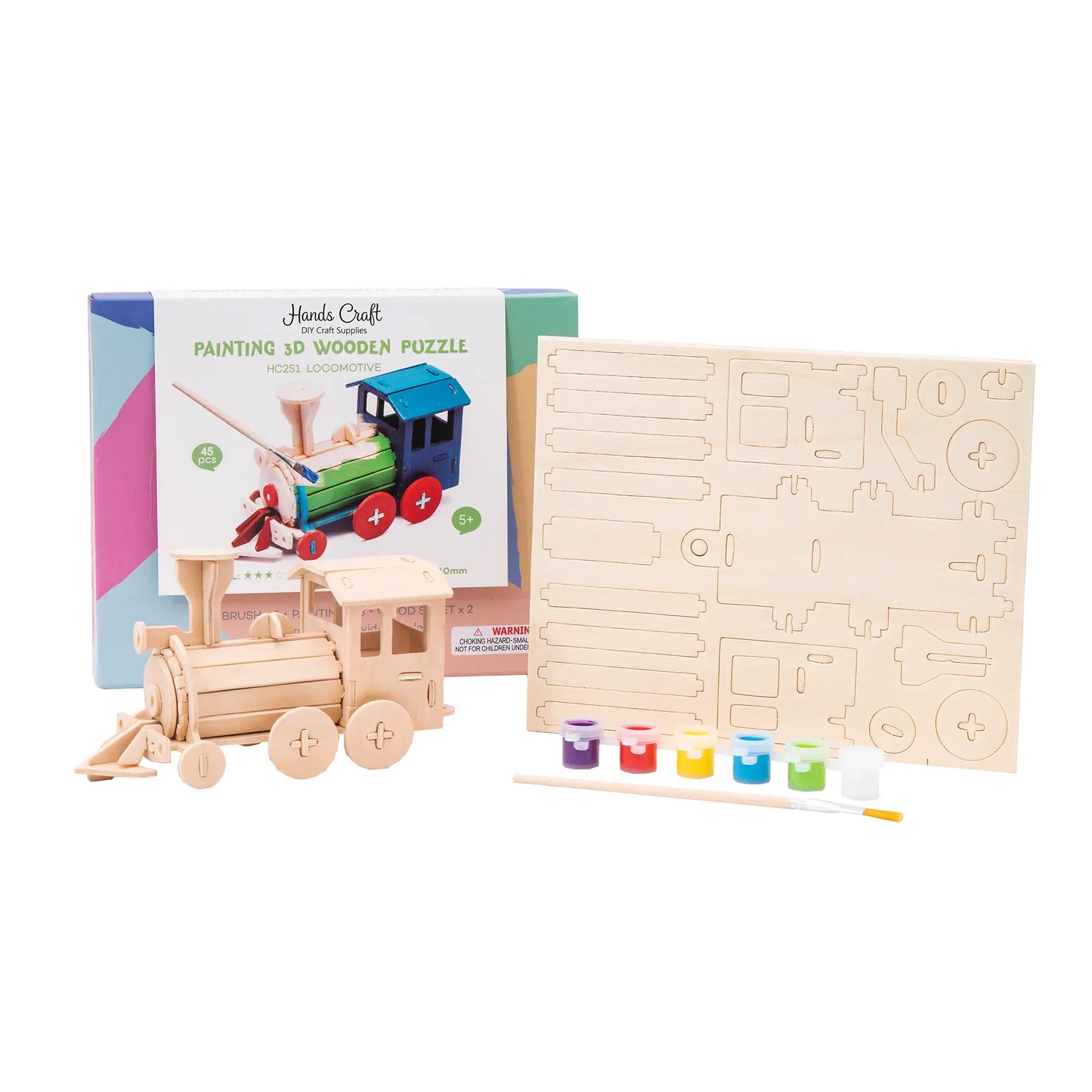 DIY 3D Puzzle with Paint Kit: Locomotive