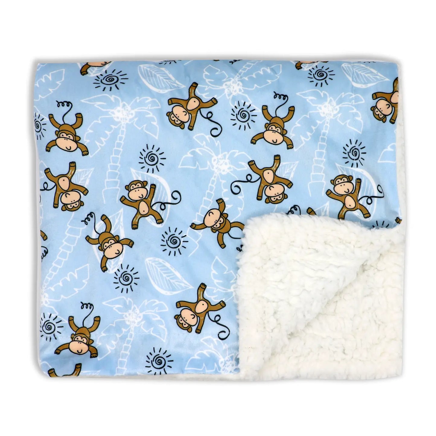 Monkey Pattern Mink Sherpa Blanket