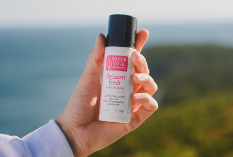 Deozein Natural Deodorant pink label for National Breast Cancer Awareness Month