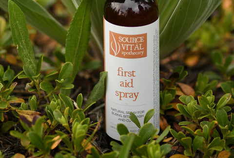 Natural First Aid Spray to care for minor cuts, buns, bruises & insect repellent by Source Vital Apothecary 