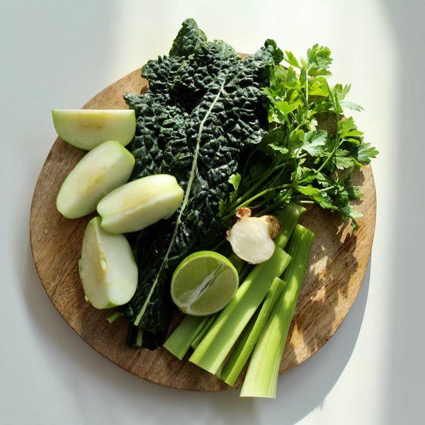 Image of a platter filled with our green juice ingredients | Jentl.com.au