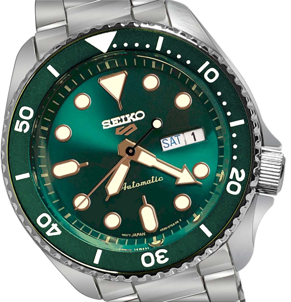Seiko 5 Sports Automatic Green Date Dial Stainless Steel Bracelet – sasy420